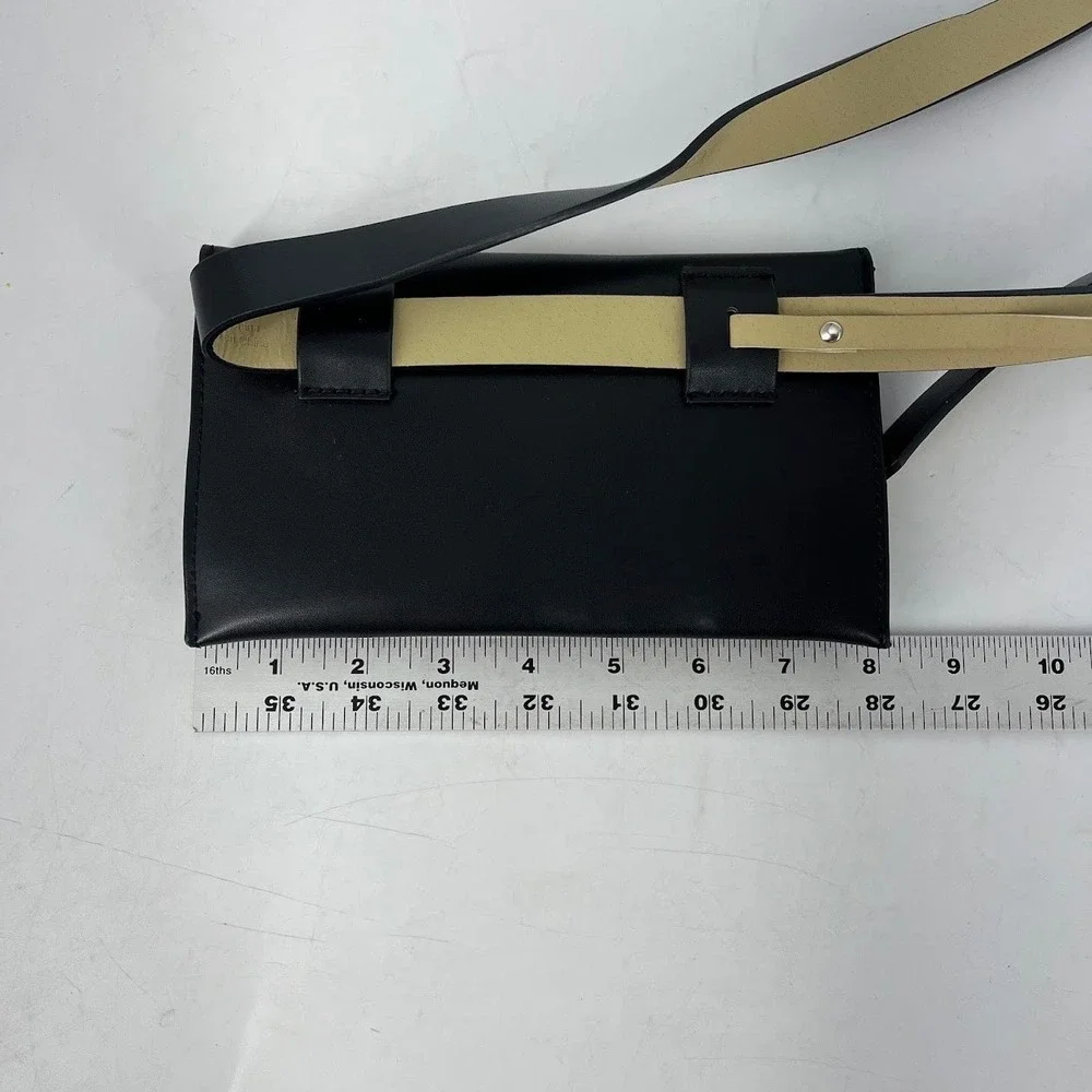 Open Edit Womens‎ Black Belt Bag Silver Ring Hardware Trouser Fit Size Large NWT